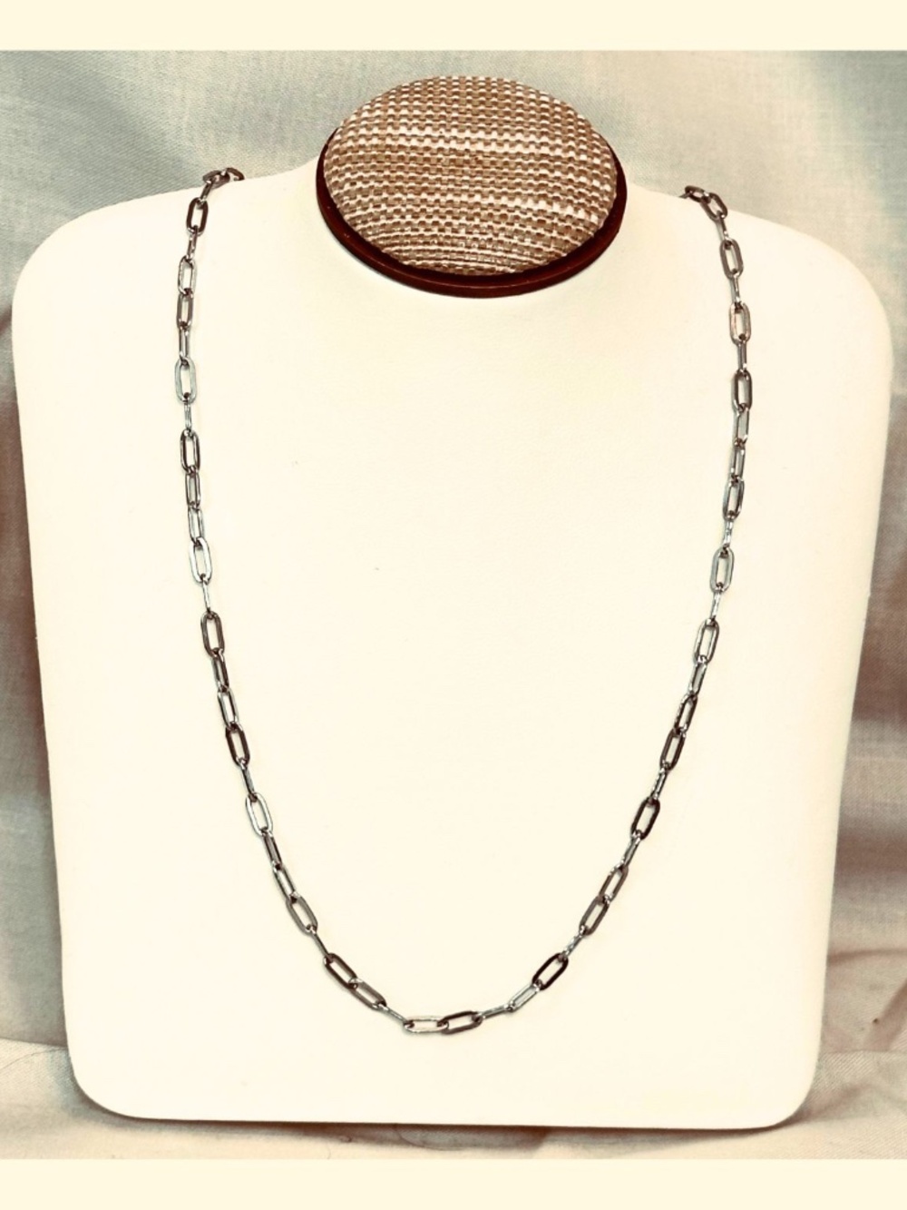 Handmade Stainless Steel Paperclip Chain Necklace 20” Minimalist NWOT Layering